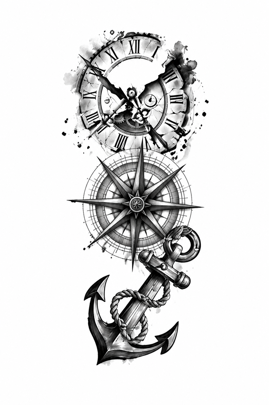 Ancre & Horloge Brisée - 5 x 17 cm