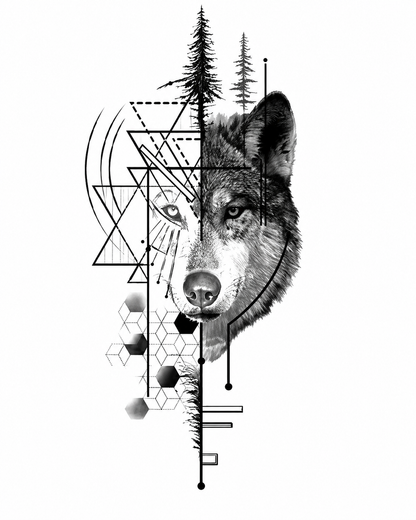 Loup Géométrique Nature - 11 x 21 cm