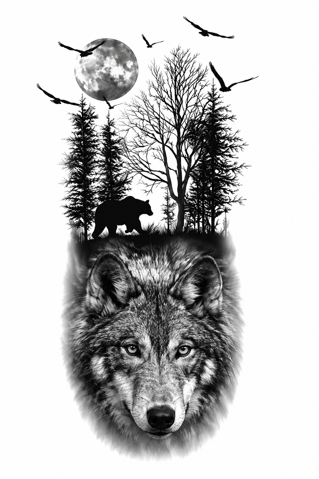Loup Lunaire & Forêt Mystique - 11 x 21 cm