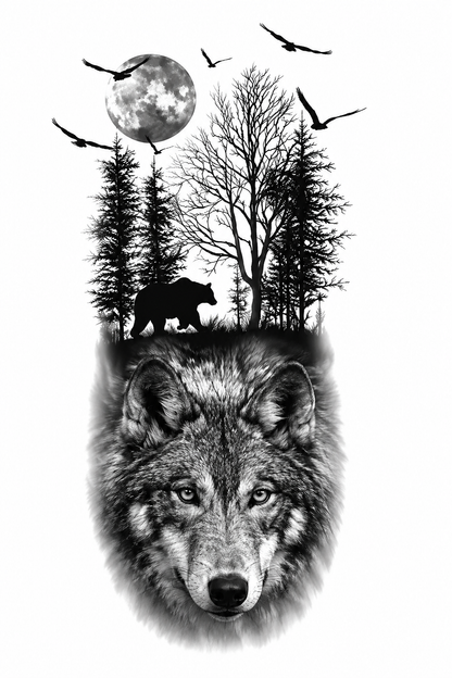 Loup Lunaire & Forêt Mystique - 11 x 21 cm